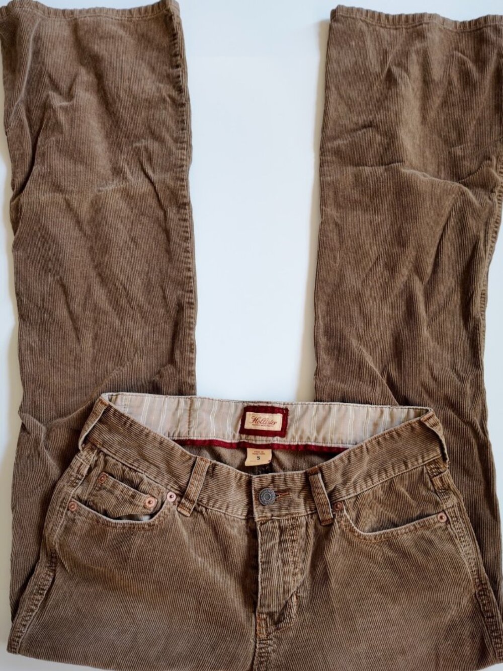 Hollister Corduroy Pants Womens Size 5 Brown Y2K 90s Low Rise Bootcut Cords